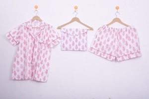 Ensemble de pyjama en coton imprimé numérique pour femmes, collection hiver/automne été, manches courtes, imprimé floral, vêtements de nuit respirants, boutonné - Product Image 1