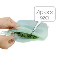 Conteneur alimentaire en silicone autoportant, compatible congélateur, four et lave-vaisselle, sac réutilisable en silicone anti-fuite avec fermeture éclair