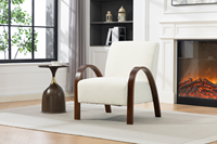 Fauteuil d'appoint moderne et minimaliste en bois de caoutchouc massif et polyester, durable, doux, écologique, pour salon, mobilier de maison