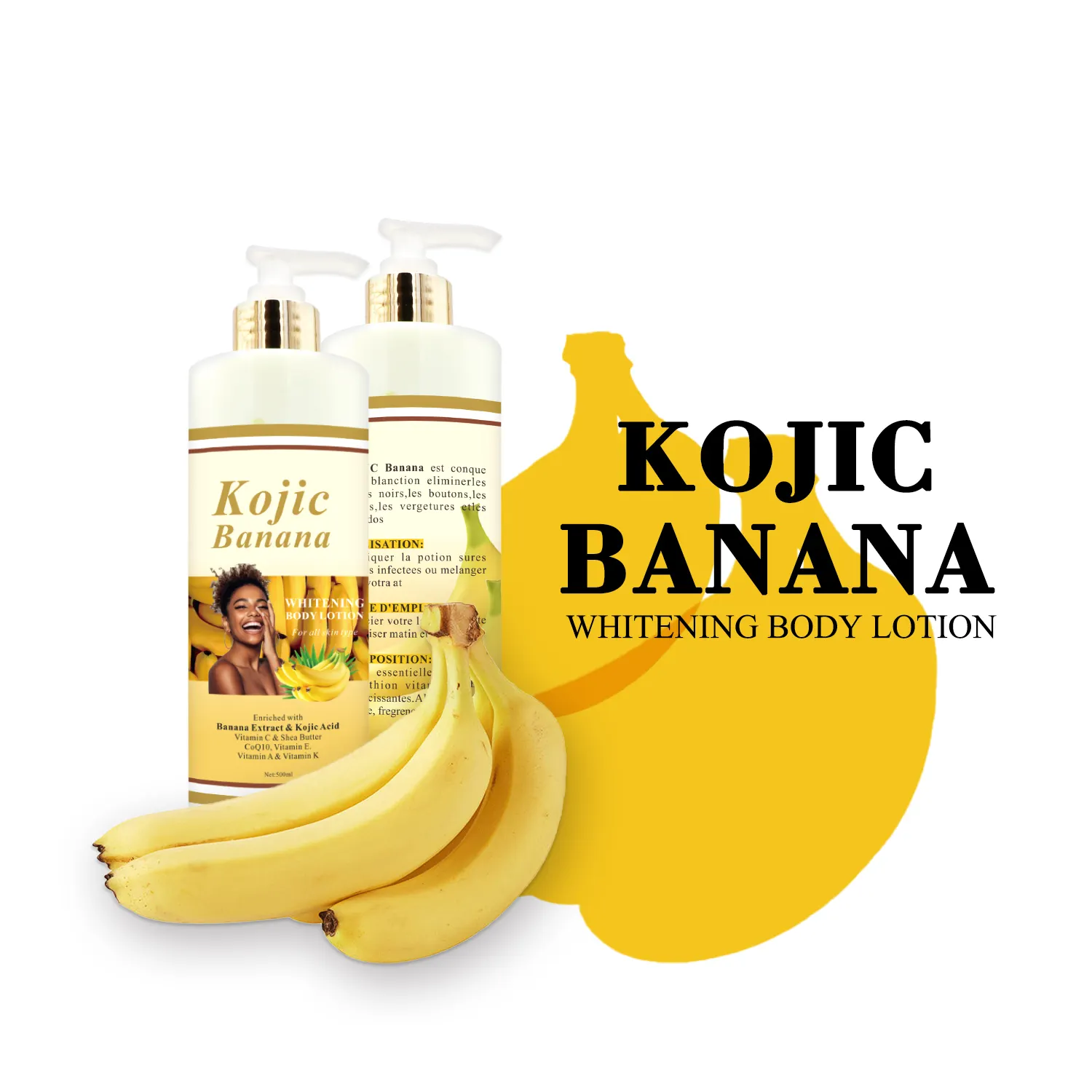 Làm giàu với chuối chiết xuất Kojic axit vitamin C Shea Butter CoQ10 Vitamin E một k sáng Kem dưỡng da