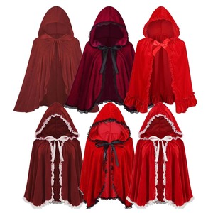 Capa <span class=keywords><strong>Corta</strong></span> con Capucha de Terciopelo Rojo para Disfraz de <span class=keywords><strong>Caperucita</strong></span> <span class=keywords><strong>Roja</strong></span>, Halloween, Navidad, Cosplay, CRHO-025 - Product Image 1