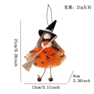 Dropshipping Shopify Halloween Mesh <b>Witch</b> Girl Angel Hanging Ornament With Bell Doll For Christmas Tree <b>Decor</b> - Product Image 2