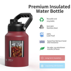 Watersy personnalisé multicolore gratuit Fitness Gym Sports 2l demi-64oz/128oz fiole à vide large bouche bouteille d'eau en acier inoxydable - Product Image 5