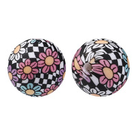 Venta caliente Retro flor impresa 15mm cuentas de silicona PVC cuentas sueltas para pulsera de joyería DIY