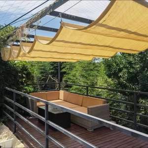Voile pare-soleil HDPE Wave télescopique rétractable auvent extérieur auvent Patio Pergola <span class=keywords><strong>ombrage</strong></span> rétractable pare-soleil filets en plastique - Product Image 1