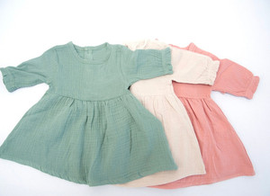 Abito Personalizzato in Puro Cotone Morbido Tinta Unita per Bambina con Mezze Maniche - Product Image 2