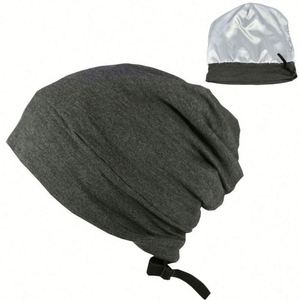 Bonnet en satin doublé, style décontracté, avec logo personnalisé, élastique réglable, bonnet de créateur, vente chaude - Product Image 2