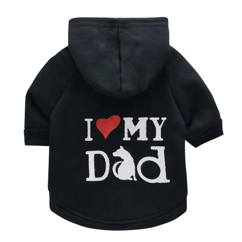 Winter Dog Clothes I Love My Dad Dog Coat Fleece Warm Puppy Jacket Pet Hoodies For Chihuahua Yorkie French Bulldog