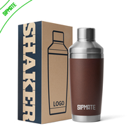 Ensemble de shaker avec couvercle doseur, mélangeur à martini Boston isolé en acier inoxydable, cadeaux de Noël pour hommes et femmes