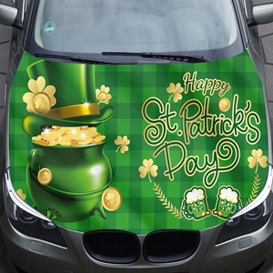 Housse de capot de voiture personnalisée 5x4 pieds, drapeaux pour la Saint-Patrick, jeux sportifs, convient à la plupart des voitures, meilleur cadeau, housse de capot - Product Image 3