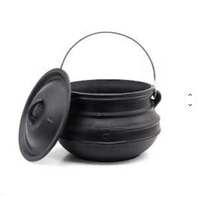 Marmite en fonte suspendue pour le camping en plein air, pot à haricots, pot à pommes de terre, four hollandais, pot plat Potjie avec poignée et couvercle 2qt