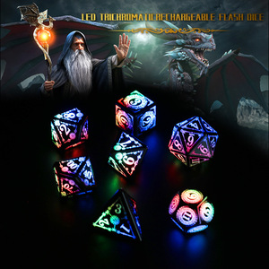 Tamiz de copos de nieve LED, mazmorras y dragones multifacéticos coloridos, juego de mesa de dados DND, dados de grupo para correr, juego multifacético de 7 piezas - Product Image 3