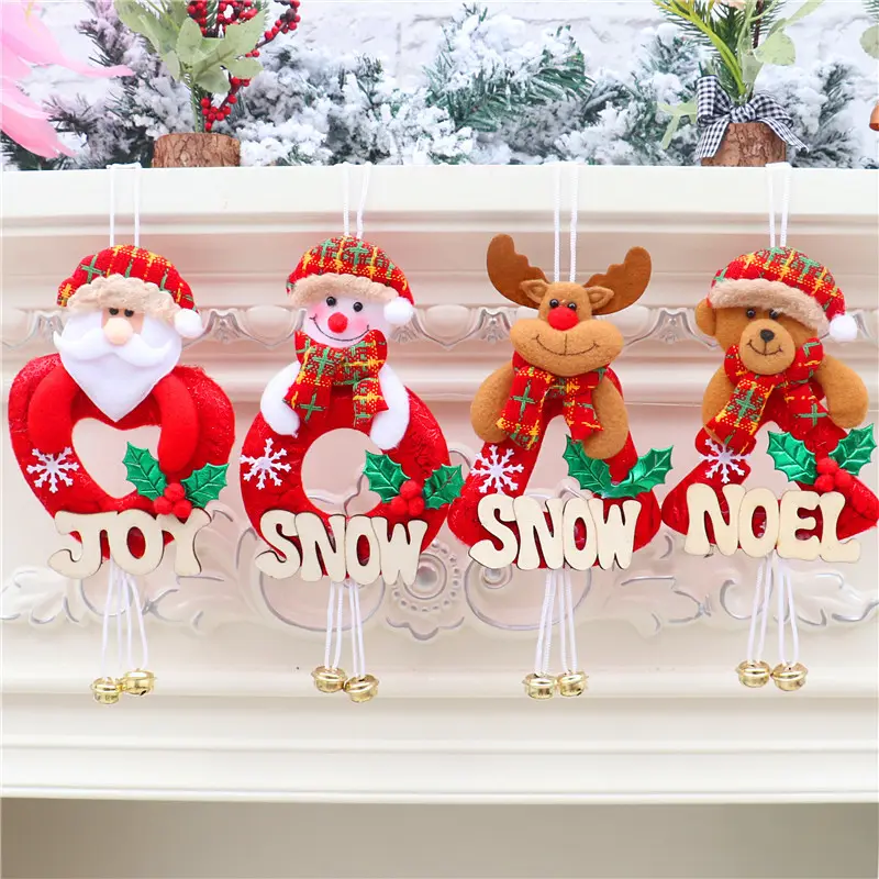 Cheap price christmas bell ornaments Christmas decorations Christmas tree pendant wooden snowman window bell hanging ornament