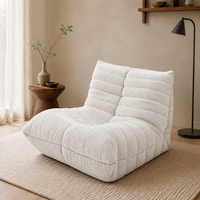 Komfortable Gerippte Chenille-Bodensitzgelegenheit Plissierte Modulare Couch Flauschige Rahmenlose Lounge-Sitzgelegenheit für Zen-Meditationsraum-Möbel