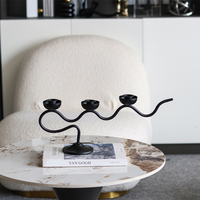 Ensemble de bougeoirs en métal gaufré à trois connectés de luxe objets décoratifs pour la maison élégants