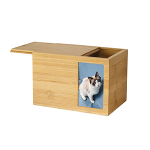 Urne funéraire en bambou pour animaux de compagnie, cercueil cinéraire pour chien et chat avec cadre photo, vente en gros - Product Image 2