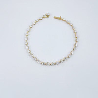Bracelet tennis élégant et minimaliste en or jaune 18 carats avec diamants de laboratoire, motif goutte d'eau et rondes alternées, pour femme, cadeau quotidien, vente en gros