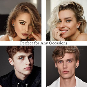 Pendientes de acero inoxidable, 6 pares de aretes negros con diseño de dragón y diseño de Bagua para regalo - Product Image 4