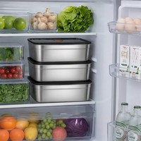 Boîte de conservation sous vide en acier inoxydable 304 avec couvercle en plastique compatible micro-ondes |   Boîte à lunch hermétique pour la préparation des repas (3-6L) pour le réfrigérateur