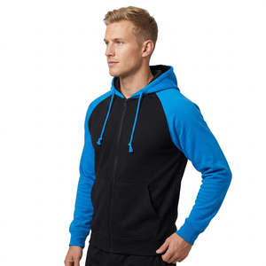 Sudadera con capucha y cremallera completa de manga raglán con logotipo personalizado, forro polar, unisex, estilo casual de invierno - Product Image 5