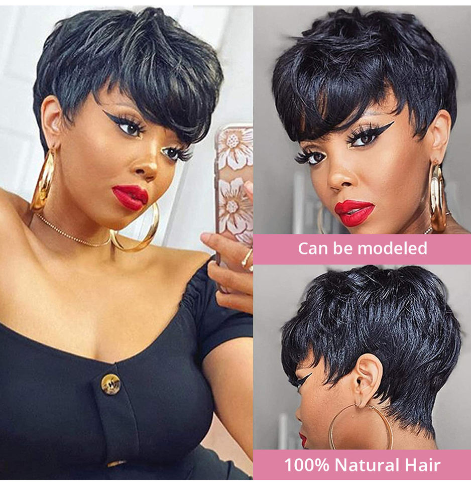 real short human hair wigs for women