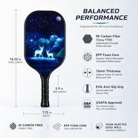 Raquette de pickleball d'entraînement avec protection de bord de 20 mm, surface en carbone 18K haute granulométrie, grip en cuir, noyau de propulsion et logo personnalisé