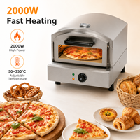 Four à pizza électrique en acier inoxydable COOKAID, équipement de cuisine professionnel, thermostat réglable intégré, 2000W, 50-350°C, boulangerie
