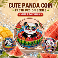 Pièce de monnaie en cuivre pur 999 de 1 oz, série Panda mignon, colorée, en relief 3D, édition collector, électroplaquée, imprimée UV