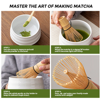 Ensemble de fouet à Matcha de cérémonie en bambou Ensemble de Matcha Ensemble de Matcha unique personnalisé avec bol en verre noir blanc rose sans bec