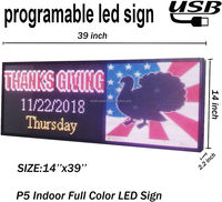 P5 39X14INCH Programable Interior A todo color LED Señal de publicidad WiFi y USB Tablero digital compatible para mensajes de texto de desplazamiento