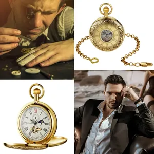 Vintage Double Sided Skeletonized Men's Mechanical <strong>Pocket</strong> <strong>Watch</strong> Luxury Ornate Necklace Pendant Clock Gentleman <strong>Suit</strong> Match <strong>Watch</strong> - Product Image 2