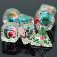Ensemble de dés polyédriques en résine personnalisés pour D&D, 16 mm, rose et bleu, écologiques, avec 7 dés