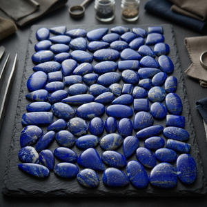 Piedras Preciosas Sueltas de Lapislázuli Natural, Cabujón Liso, Piedra Azul Redondeada para Joyería - Product Image 4