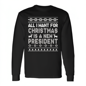 Tout ce que je veux pour Noël, c'est un nouveau président, t-shirt de Noël à manches longues - Product Image 2