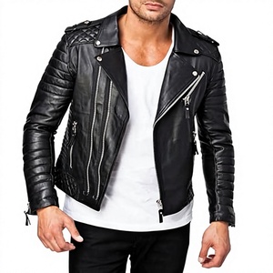 Men's Black REAL Lambskin Leather <b>Biker</b> <b>Jacket</b> VINTAGE GENUINE MOTORCYCLE <b>JACKETS</b> FOR MEN - Product Image 1