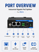 Divisor PoE Industrial IEEE 802.3af de 15.4W, Gigabit, Riel DIN, Salida de 12V CC, Ethernet RJ45 para Cámaras IP sin PoE, CCTV, AP