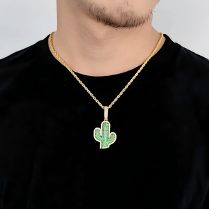 Colgante de Moissanita D Color VVS1 con diseño de Cactus del Desierto, Plata S925 con Baño de Oro de 18K, Joyería Hip Hop Iced Out, Amuleto de Rapero para Hombre, Regalo - Product Image 5