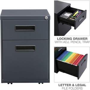Archivador metálico con pedestal y dos cajones Alera Charcoal, 14 7/8 ancho x 19 1/8 profundo x 21 3/4 alto - Product Image 6