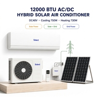 Гибридный солнечный инверторный сплит-кондиционер AC/DC 12000 BTU с прямым приводом от фотоэлектрических панелей, охлаждение и обогрев, SANYO Twin-Rotary, CE RoHS