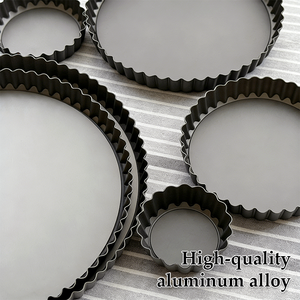 Moule à quiche multi-tailles, antiadhésif, en acier au carbone, outils de cuisson, résistance aux hautes températures, fond <span class=keywords><strong>amovible</strong></span>, moule à tarte - Product Image 5
