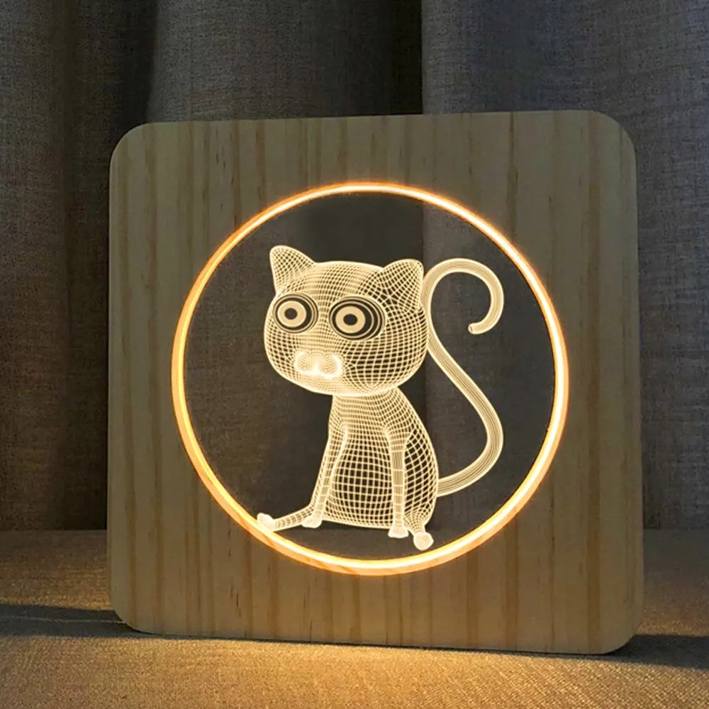 Fathers Day Gifts New Innovative Birthday Gadgets Electronic Product 3D wood acrylic night light Baby Gifts and Crafts Sets