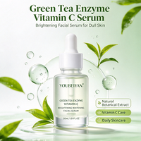 Sérum Éclaircissant Visage Antioxydant Anti-Taches OEM en Gros à Base de Thé Vert Liquide Végétalien, Acide Hyaluronique, Vitamine C et Niacinamide
