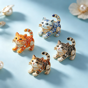 Broches de Gato Adorables al por Mayor para Mujer, Unisex, 5 Colores, con Pedrería, Lindos Animales, Broches Casuales para Fiestas, Regalos para Mujeres y Niños - Product Image 2