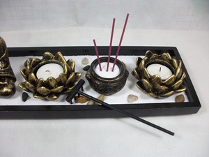 Portavelas <span class=keywords><strong>Zen</strong></span> Asia Lotus, Bandeja de Madera DIY, Estatua de Buda de Resina, Modelo de Escultura de Adoquines de Arena, <span class=keywords><strong>Estilo</strong></span> Artificial, Decoración de Arte <span class=keywords><strong>Zen</strong></span> - Product Image 5