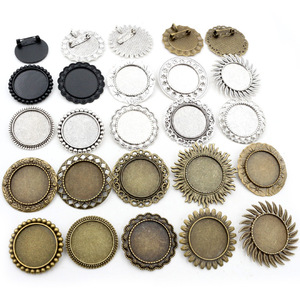 Brooch Making Kit Pins Cabochon Bezel Tray with Blank Brooch Pins Vintage Brooch Base for Jewelry Making DIY Craft Supplies