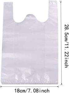 T-Shirt Carry-Out <b>Bags</b>, White Plastic Grocery <b>Bags</b> with Sturdy Handles, Standard Supermarket Size Merchandise <b>Bags</b> - Product Image 4