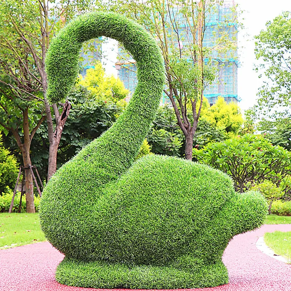 Estatueta de escultura em material resina para decoração, tamanho de vida, estátua de cisne, plantas verdes, jardim, estatueta de jardim ao ar livre