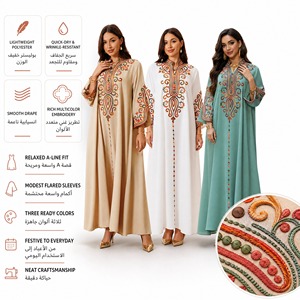 YSYL 2026 Nuovo Abito Abaya Ricamato per Donne Musulmane, Eid Ramadan, Stile Turco, Marocchino, Dubai, Elegante e Comodo - Product Image 4