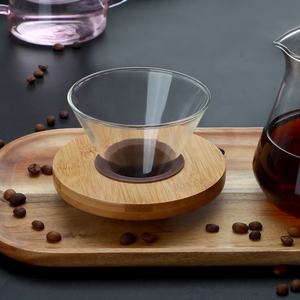 Glass Drip Coffee Filter Seperate Glass Coffee <strong>Dripper</strong> With Wood Stand - Product Image 3