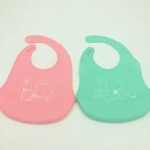 Bebek su geçirmez önlük süper yumuşak silikon gıda önlük çocuklar için anti kirli bebek baskı desen hayvan düz renk